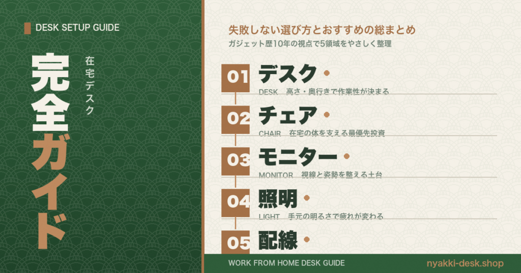 在宅デスク完全ガイド デスク・チェア・モニター・照明・配線の5領域総まとめ